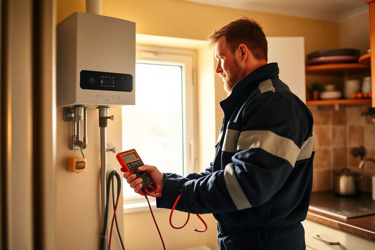 Gas Safe engineer diagnosing a combi boiler fault during a boiler repair in Glasgow