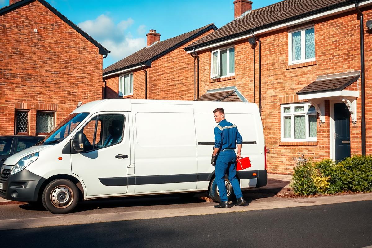 Heating engineer arriving at a Renfrewshire home for a boiler repair