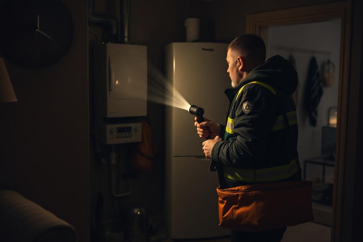Engineer attending an emergency boiler breakdown call-out at a home in Paisley