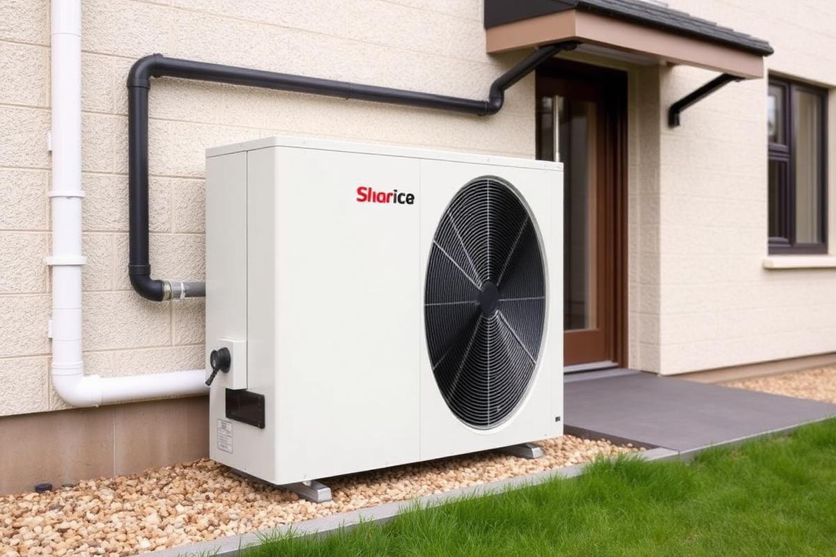 Air source heat pump unit installed outside a Scottish home