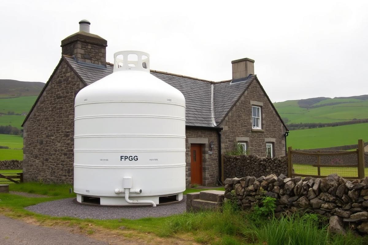 LPG tank installed beside a rural Scottish property